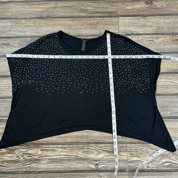 Y2K Black Studded Oversized Crop Top, Size Small/Medium - Picture 6 of 6